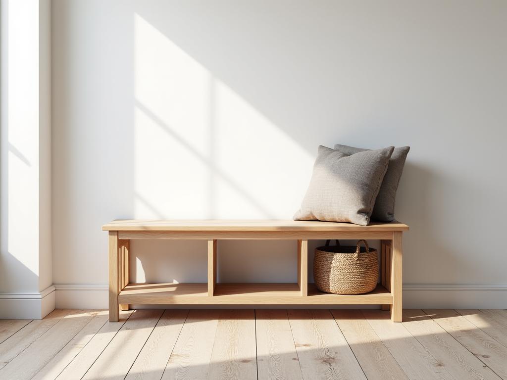 Wooden hall bench with white ash