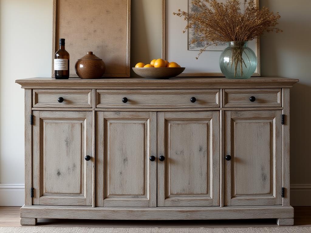 Distressed pine sideboard with barnwood doors